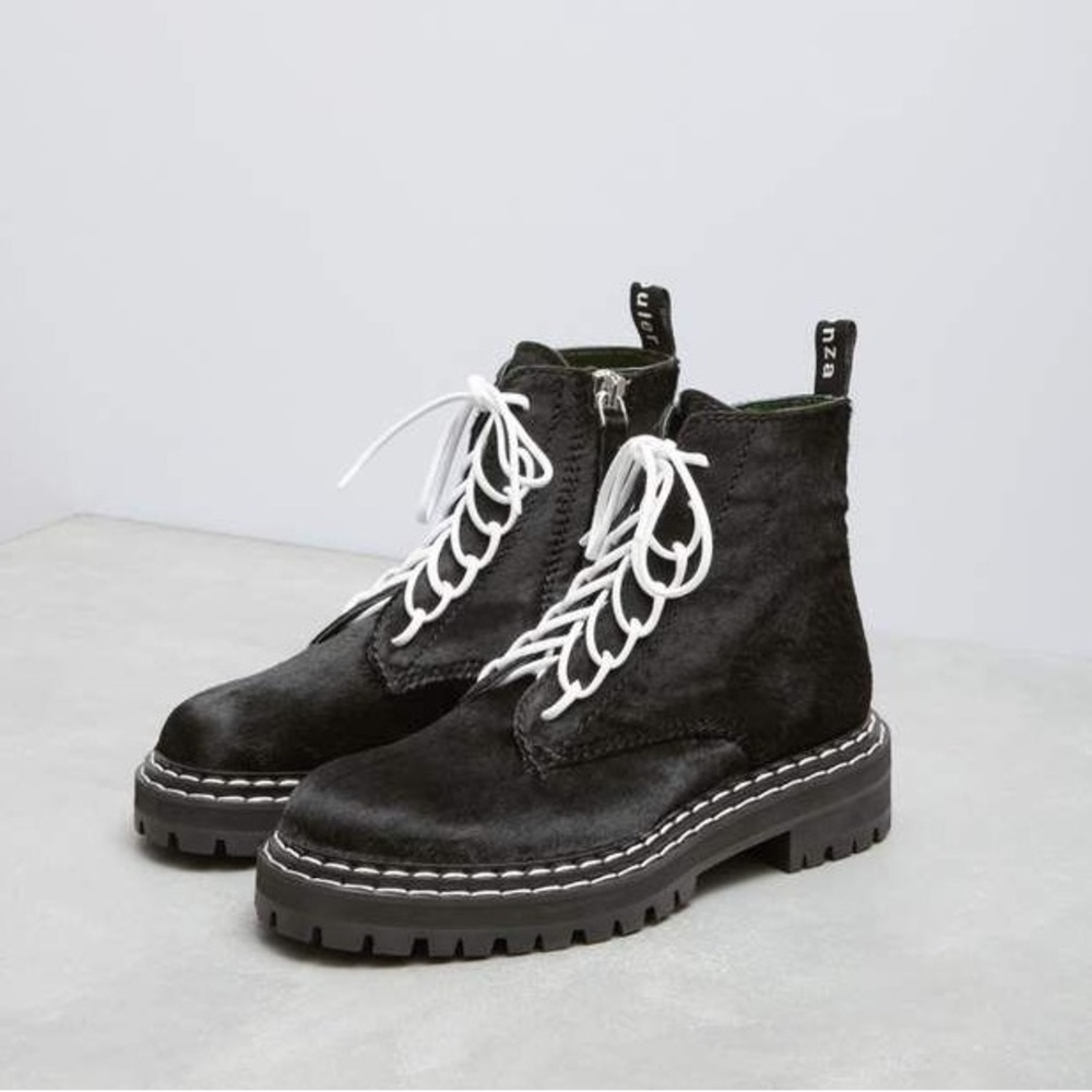 Proenza Schouler Black and White Combat Boots